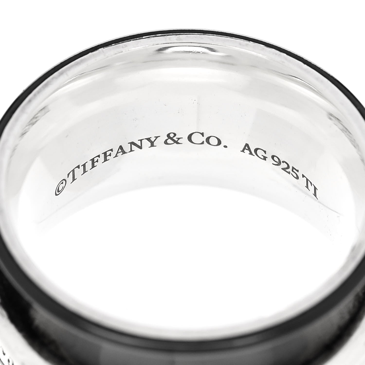 Tiffany Sterling Silver Titanium Wide 1837 Band Ring 51 5.75 4 of 4