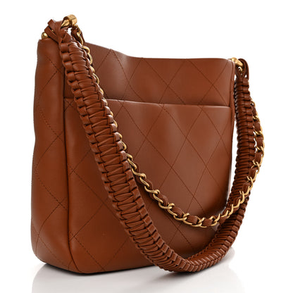 Chanel Calfskin Quilted Braided Handle Chain Hobo Brown 3 of 11