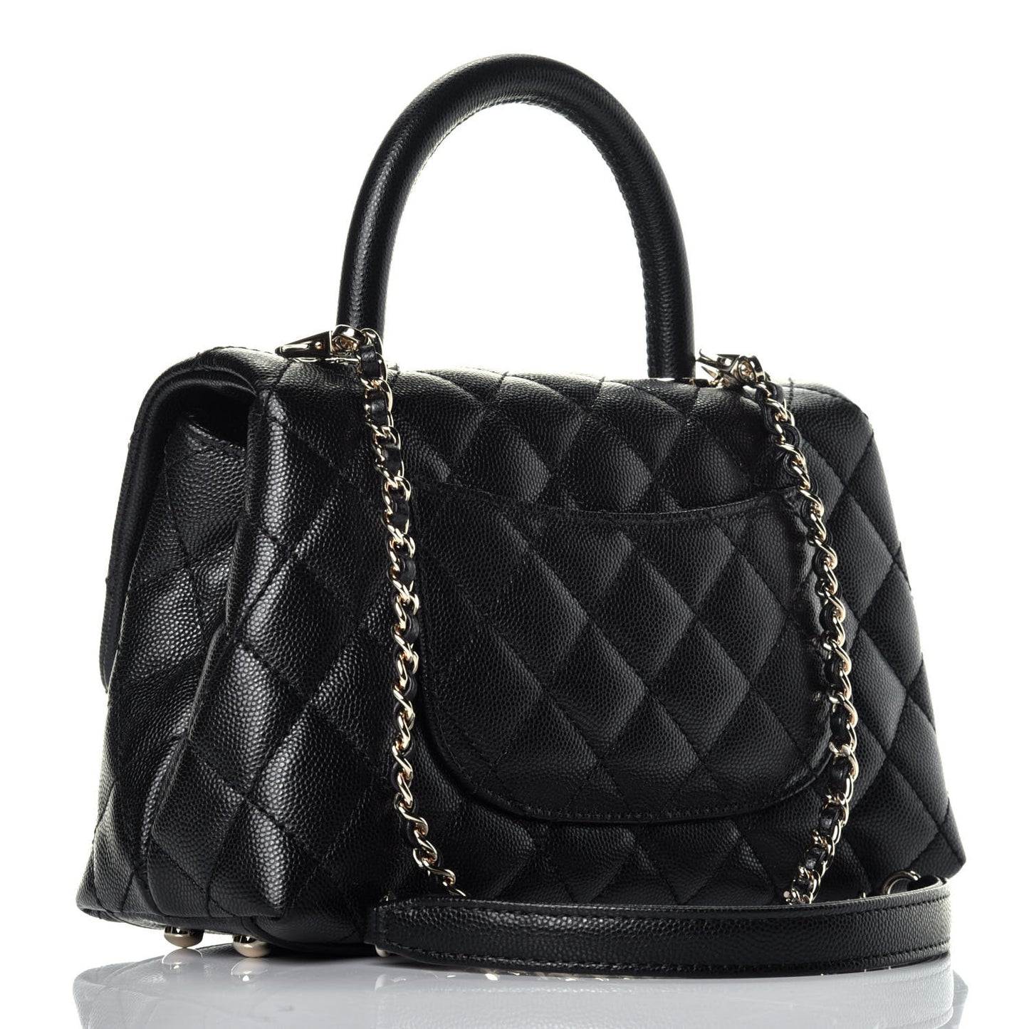 Caviar Quilted Mini Coco Handle Flap Black
