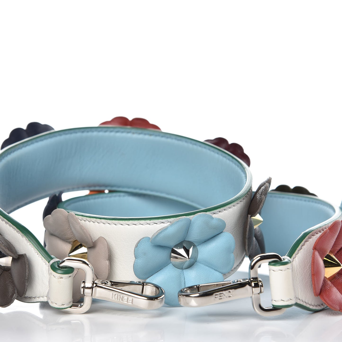 Vitello Dolce Flowerland Bi-Color Studded Strap You White Ice Multicolor