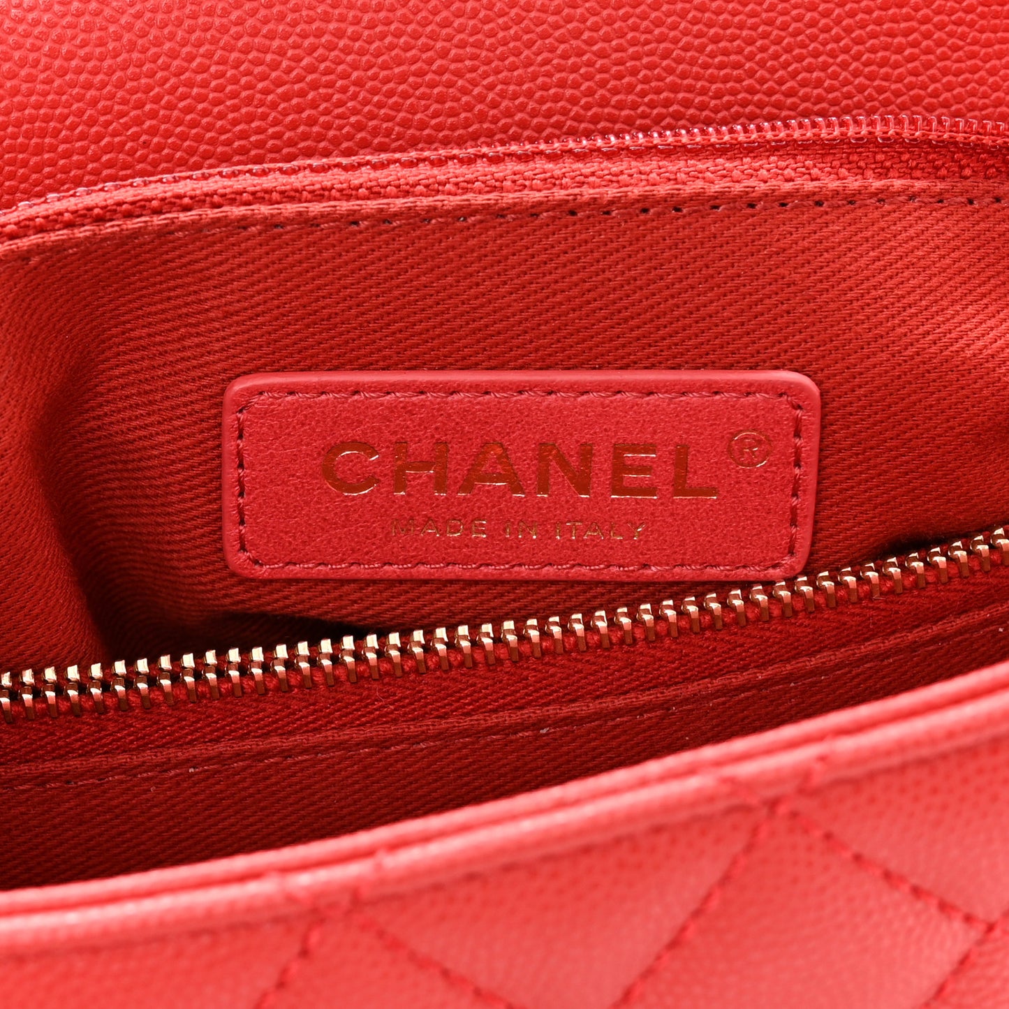 Caviar Quilted Small Coco Handle Flap Red