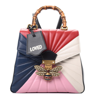 Gucci Calfskin Bamboo Trapuntata Queen Margaret Backpack Blue Agata Hibiscus Red Mystic White Sugar Pink 1 of 10