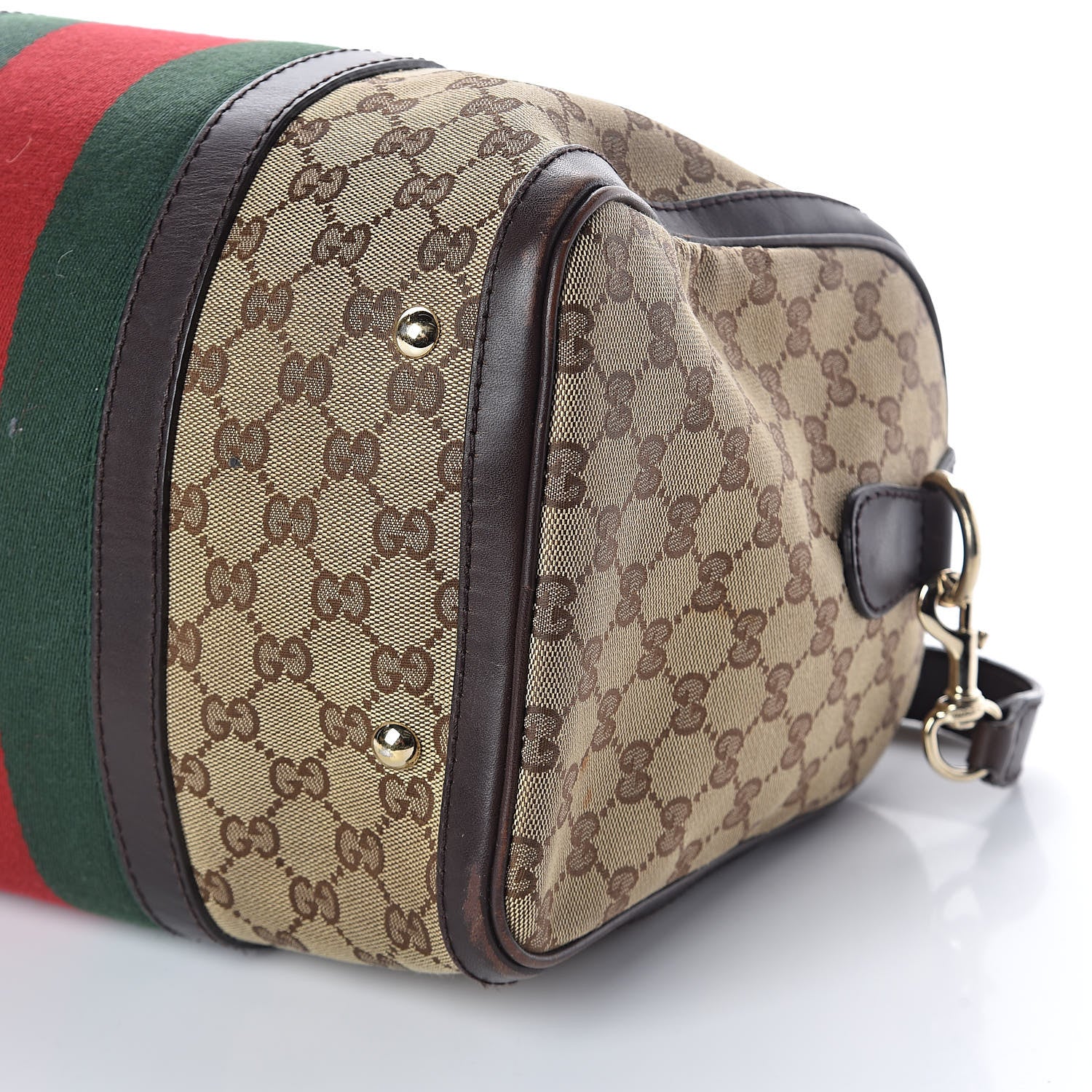 Gucci Monogram Vintage Web Medium Boston Dark Brown 11 of 11