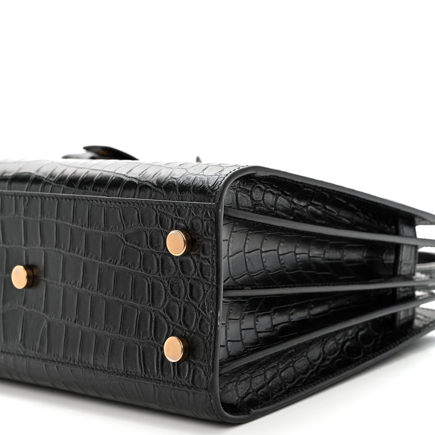 Calfskin Crocodile Embossed Baby Sac De Jour Black
