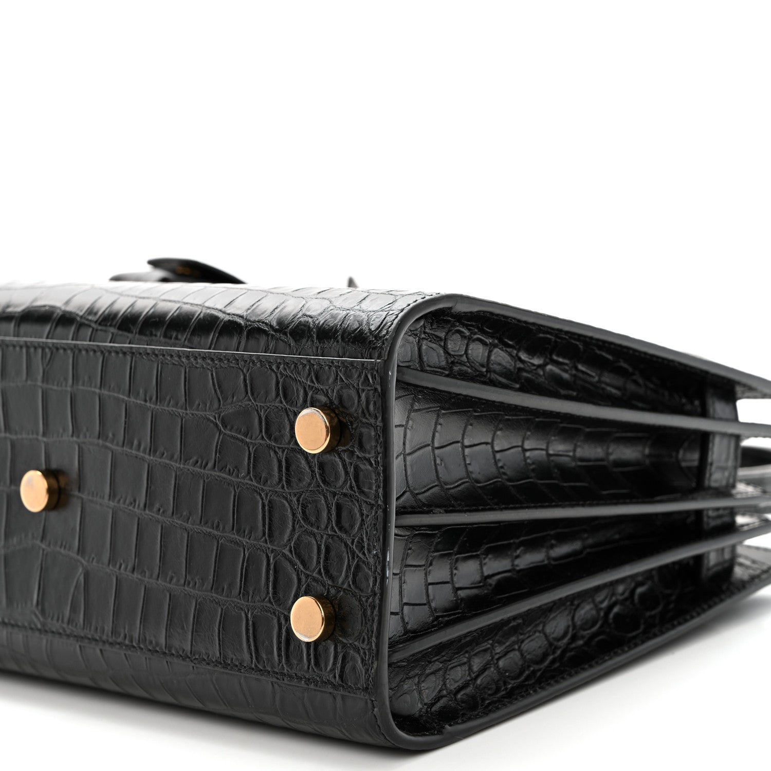 Saint Laurent Calfskin Crocodile Embossed Baby Sac De Jour Black 10 of 11