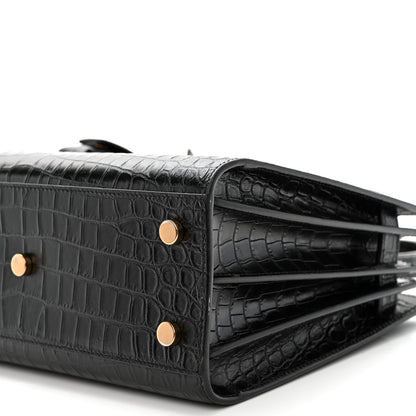 Saint Laurent Calfskin Crocodile Embossed Baby Sac De Jour Black 10 of 11