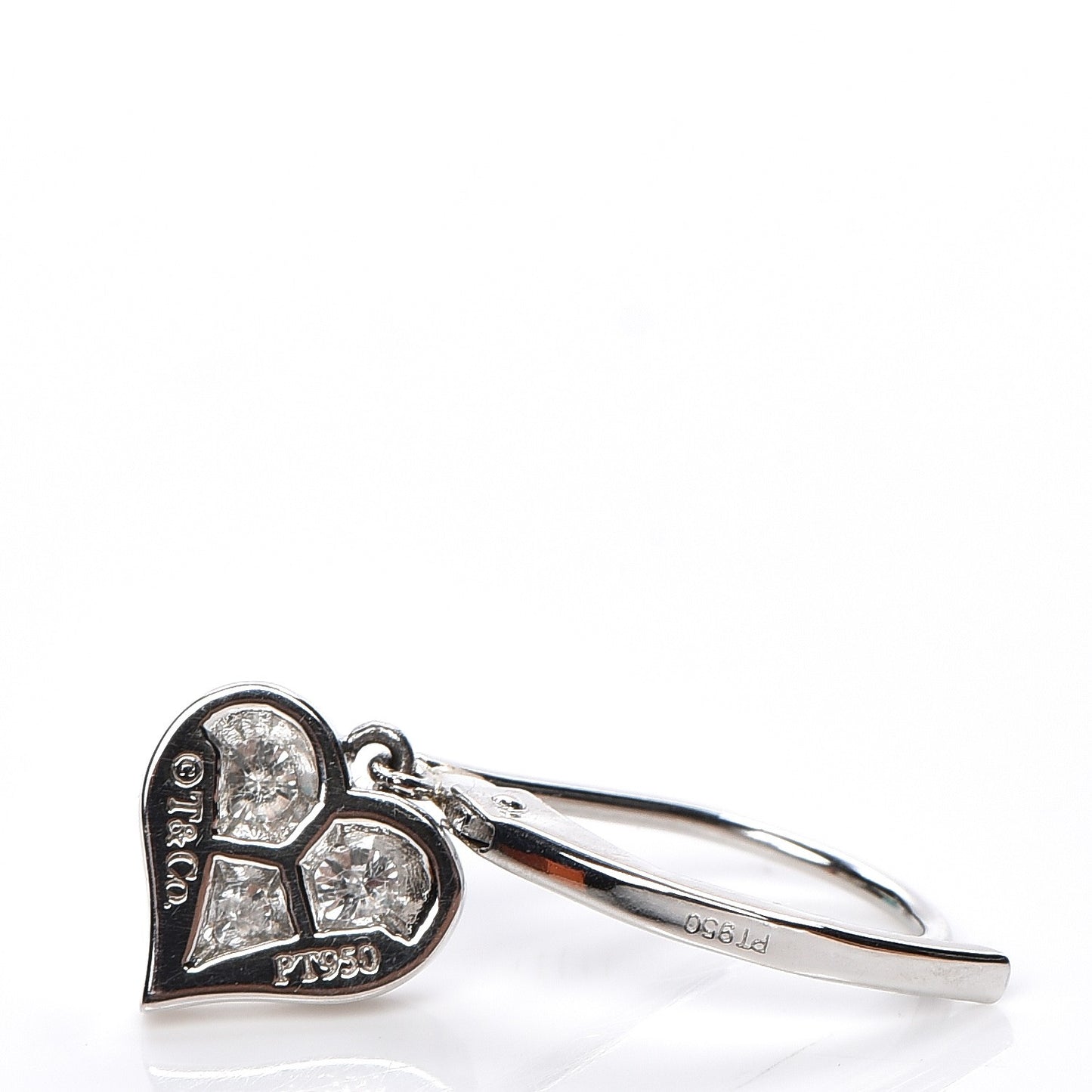 Platinum Diamond Heart Drop Earrings