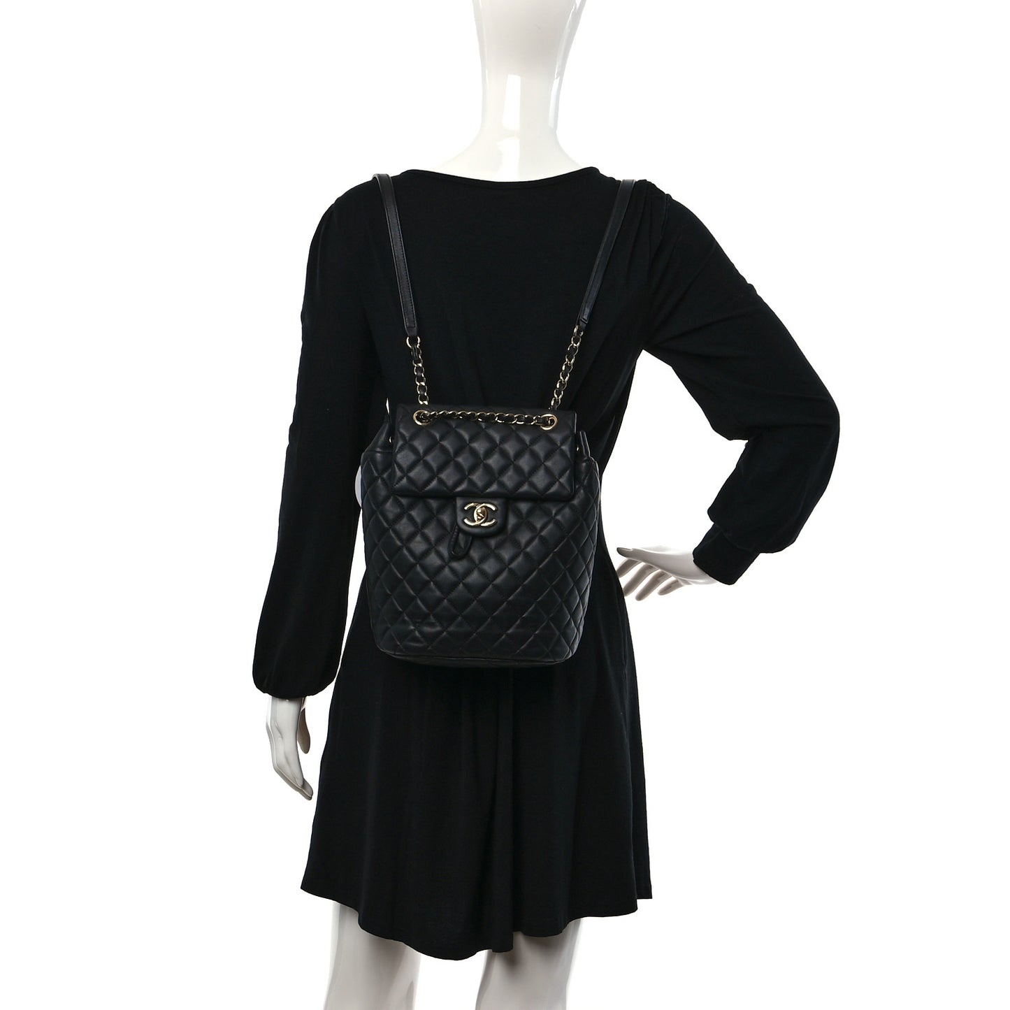 Calfskin Quilted Small Urban Spirit Backpack Black