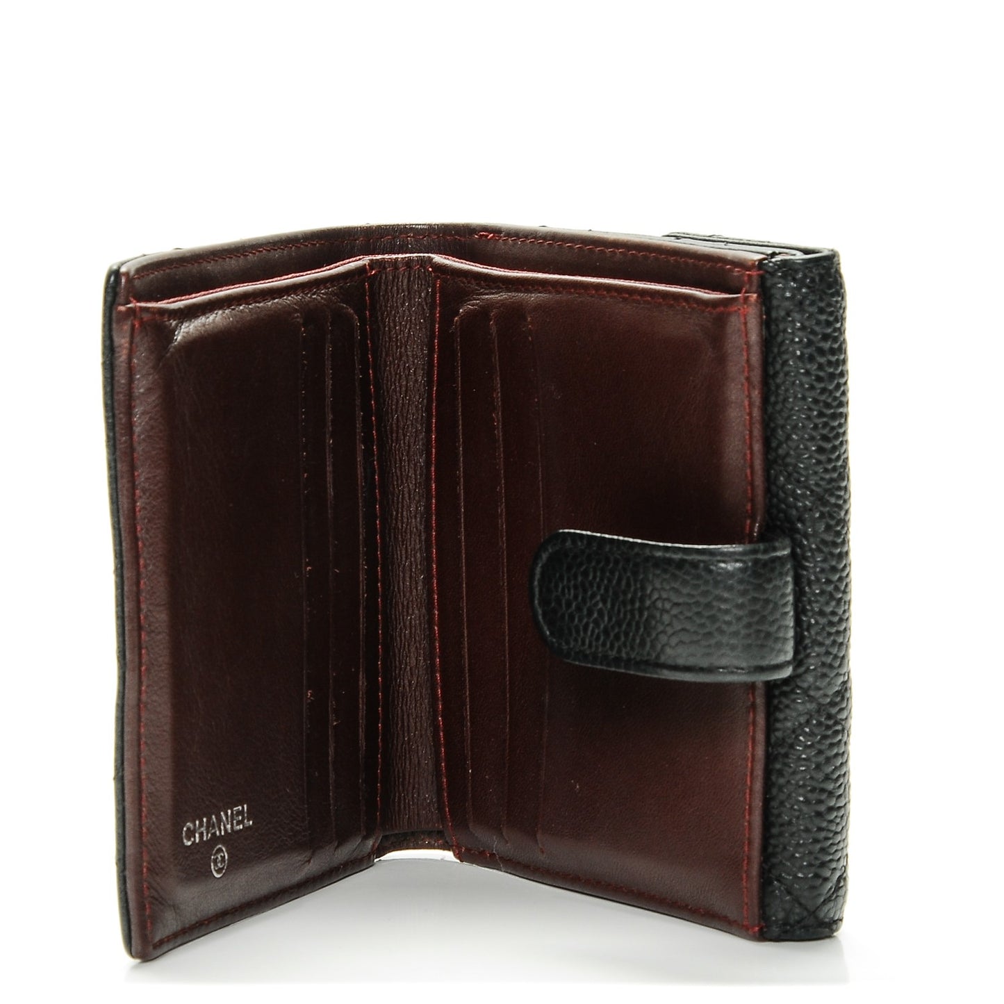 Caviar Quilted Compact French Flap Wallet Black