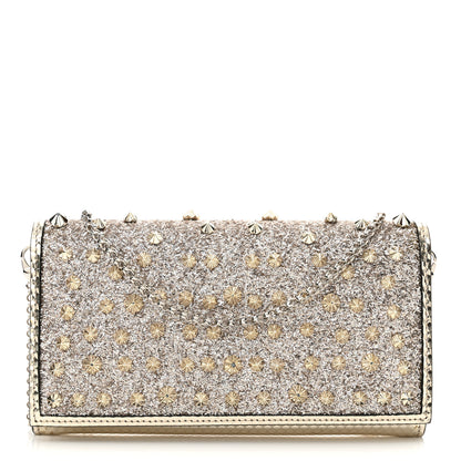 Christian Louboutin Patent Calfskin Pearl Boudoir Glitter Chain Wallet Platinum 1 of 11