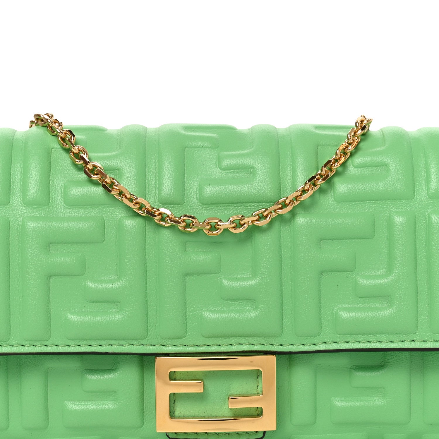 Fendi Nappa Matisse FF Embossed Continental Wallet On Chain Edamame 8 of 11