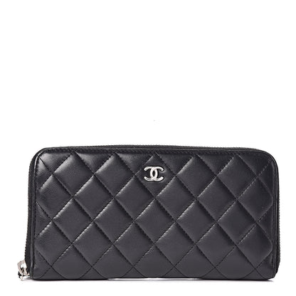 Chanel Lambskin Quilted Large Gusset Zip Around Wallet Black 1 of 10