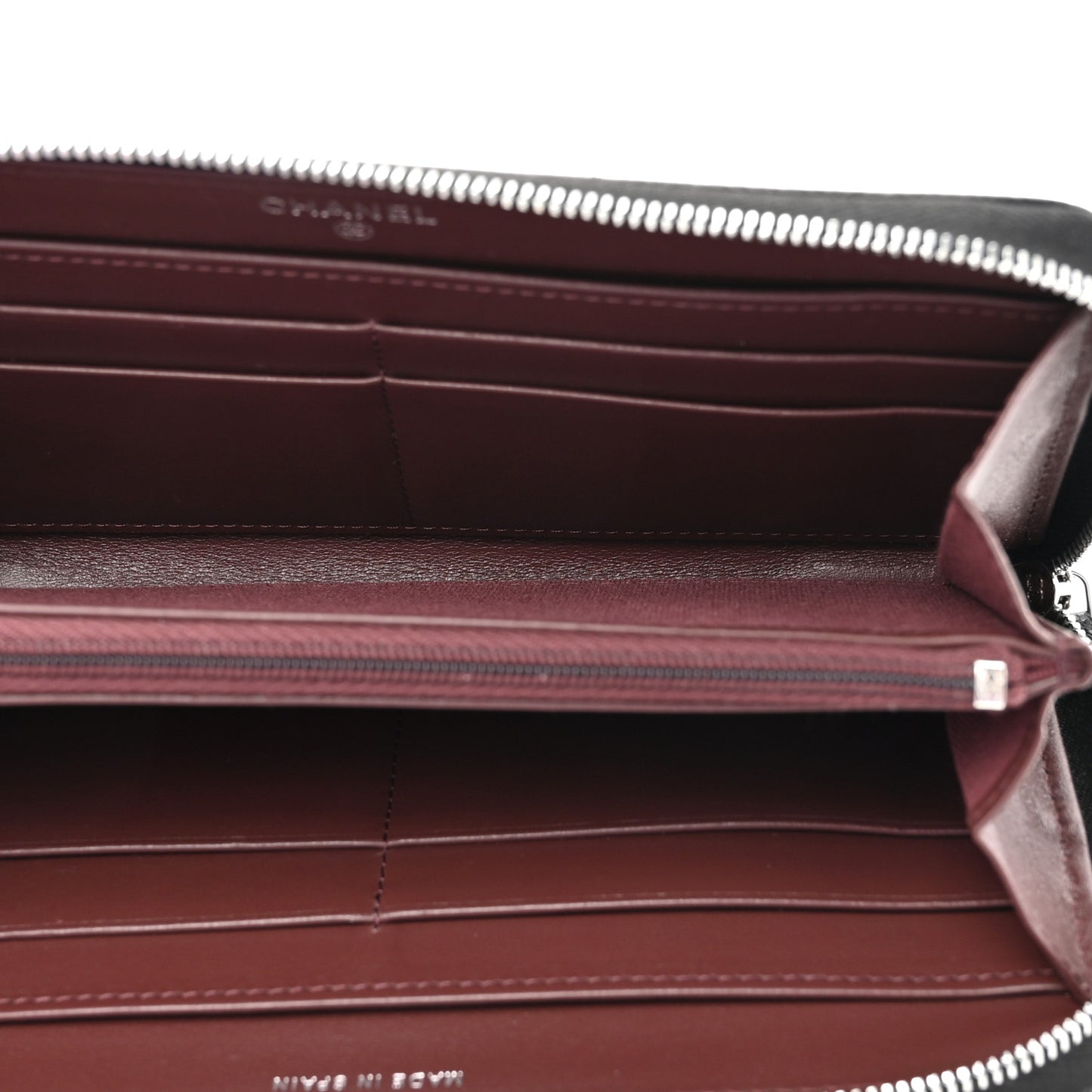 Caviar Quilted Large Gusset Zip Around Wallet Black