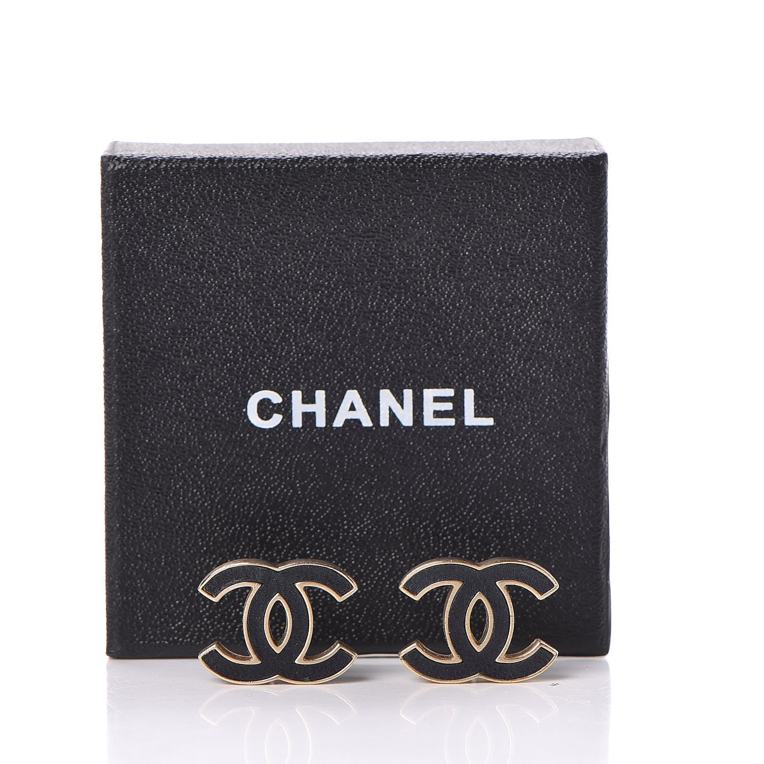 Chanel Lambskin CC Earrings Black Gold 7 of 7