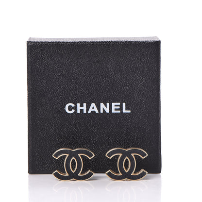 Chanel Lambskin CC Earrings Black Gold 7 of 7