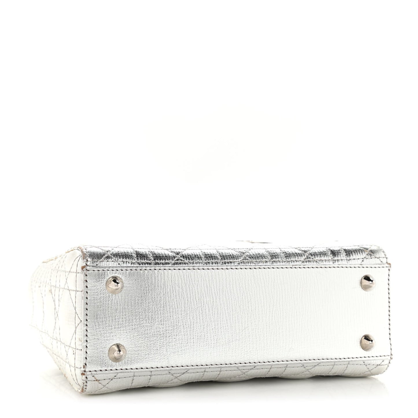 Metallic Grained Calfskin Cannage Small Lucky Badges My Lady Dior Silver