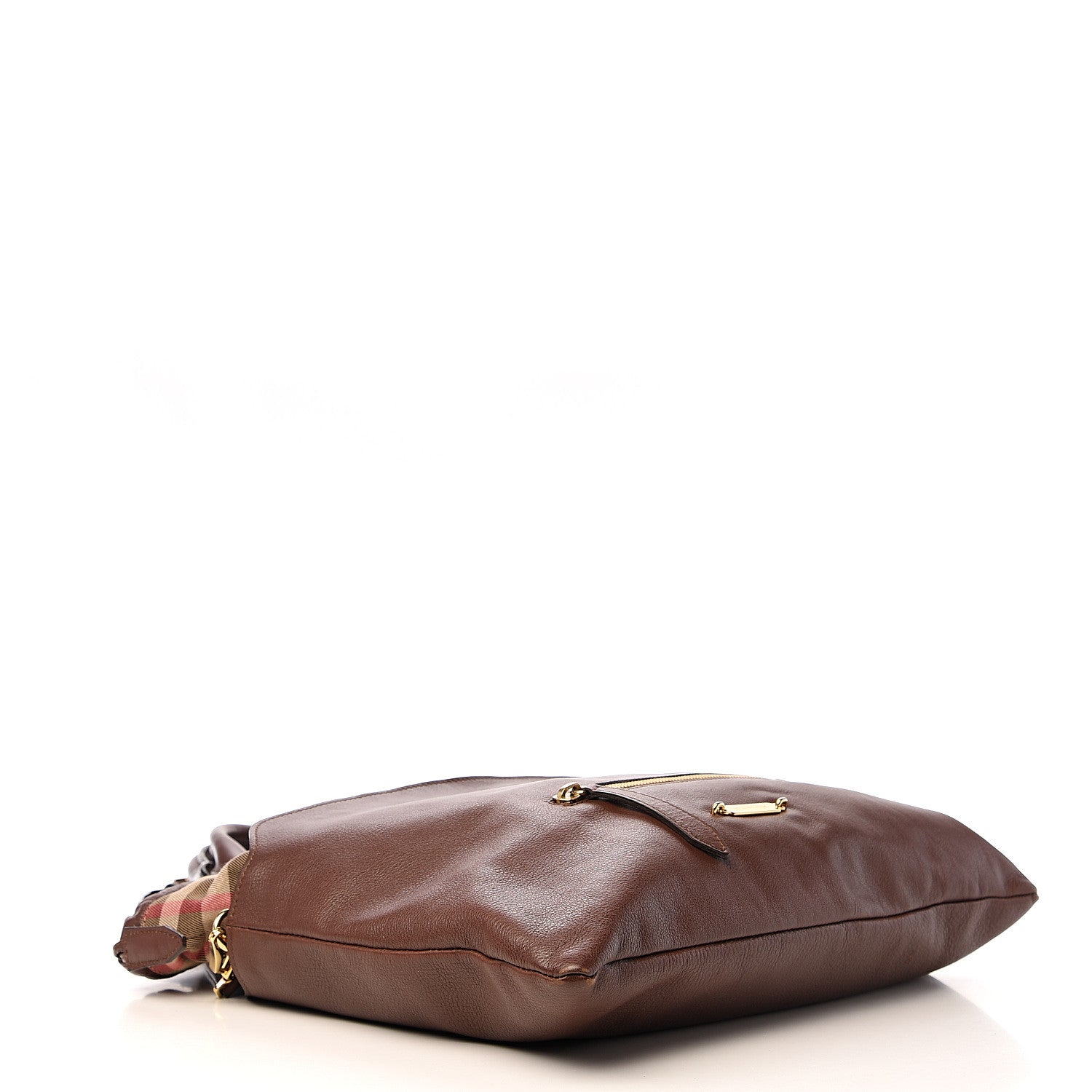 Burberry Soft Calfskin House Check Big Crush Tote Brown Ochre 3 of 10