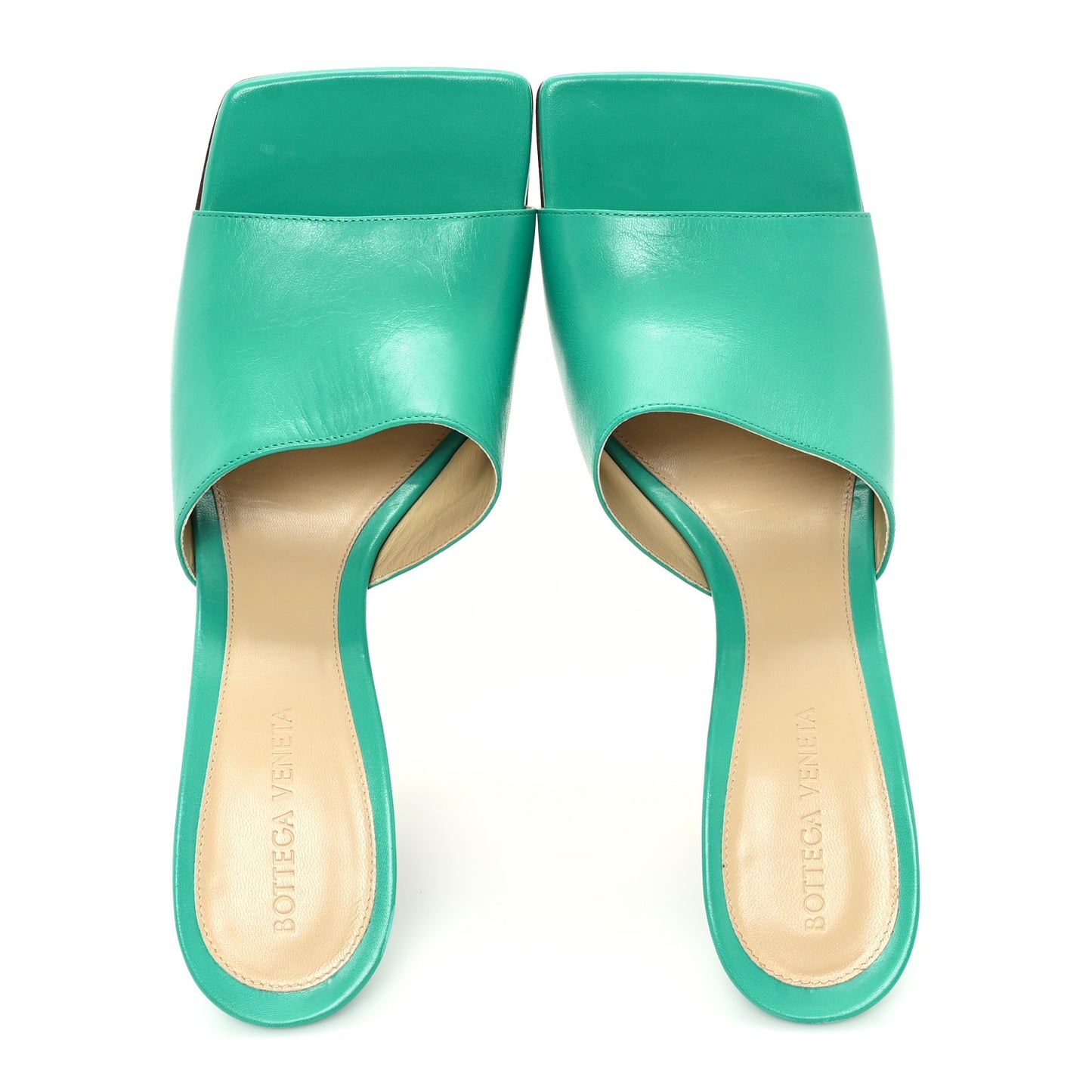 Lambskin Stretch Mule Sandals 40 Acid Turquoise
