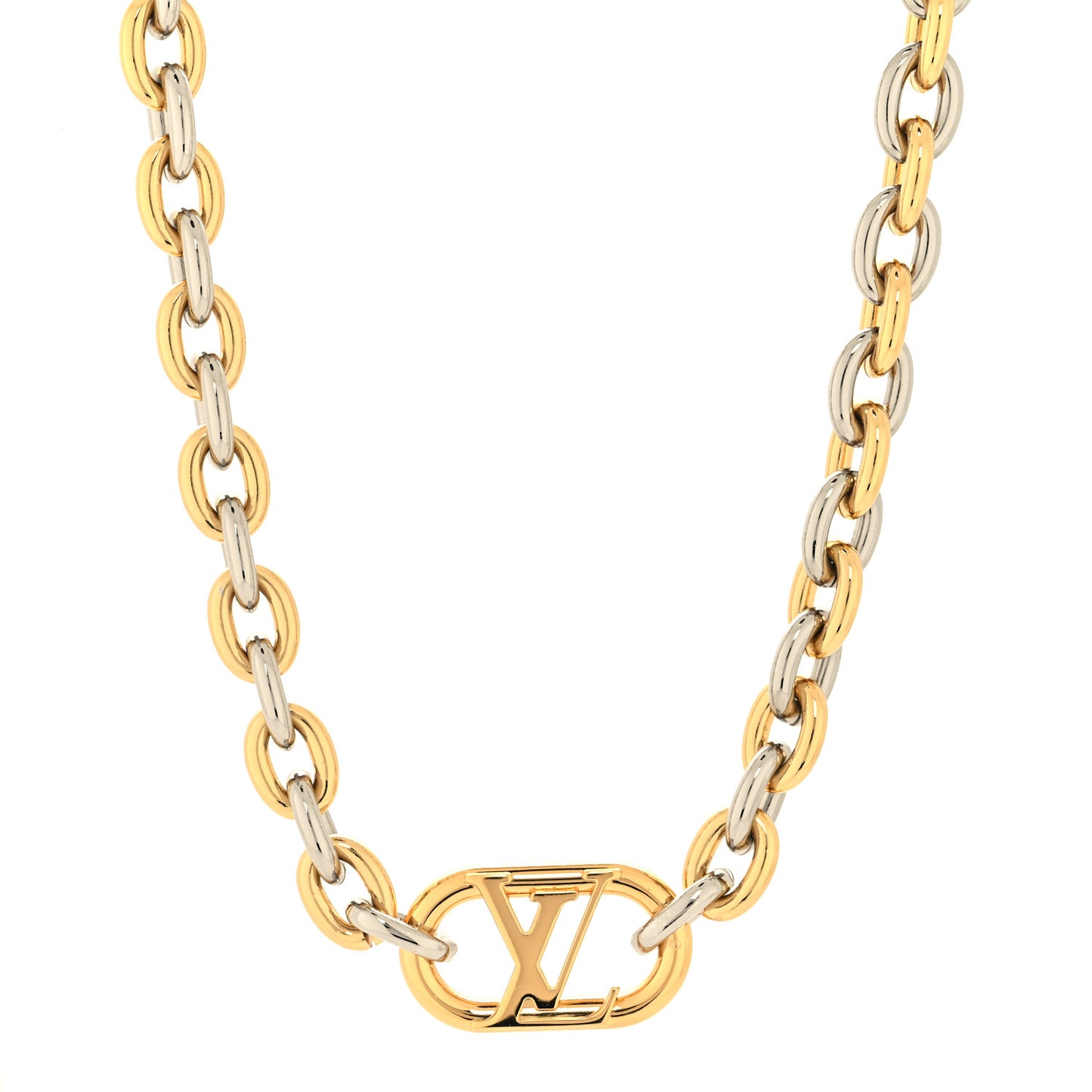 Metal Everyday LV Chain Necklace Gold Silver