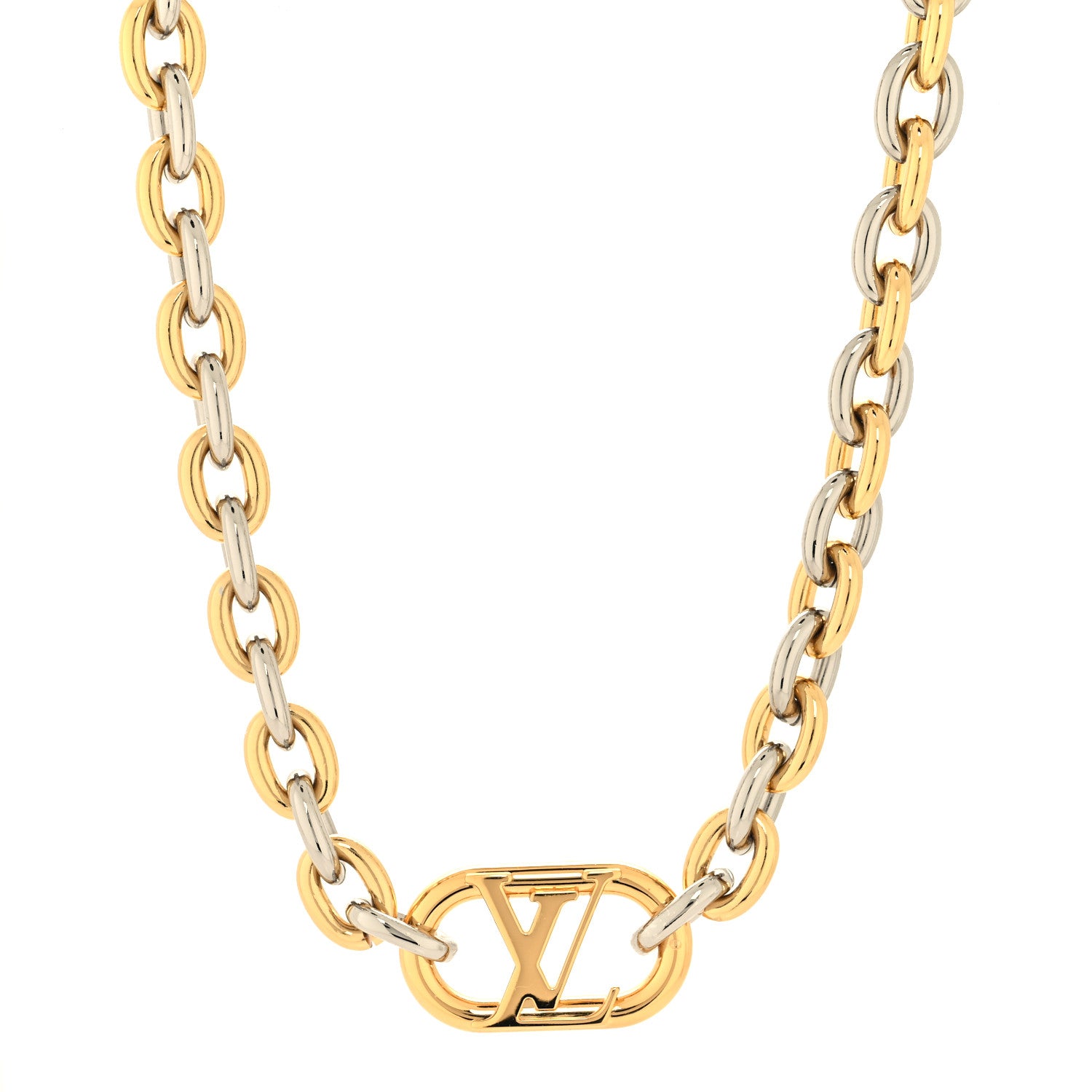 Louis Vuitton Metal Everyday LV Chain Necklace Gold Silver 2 of 5