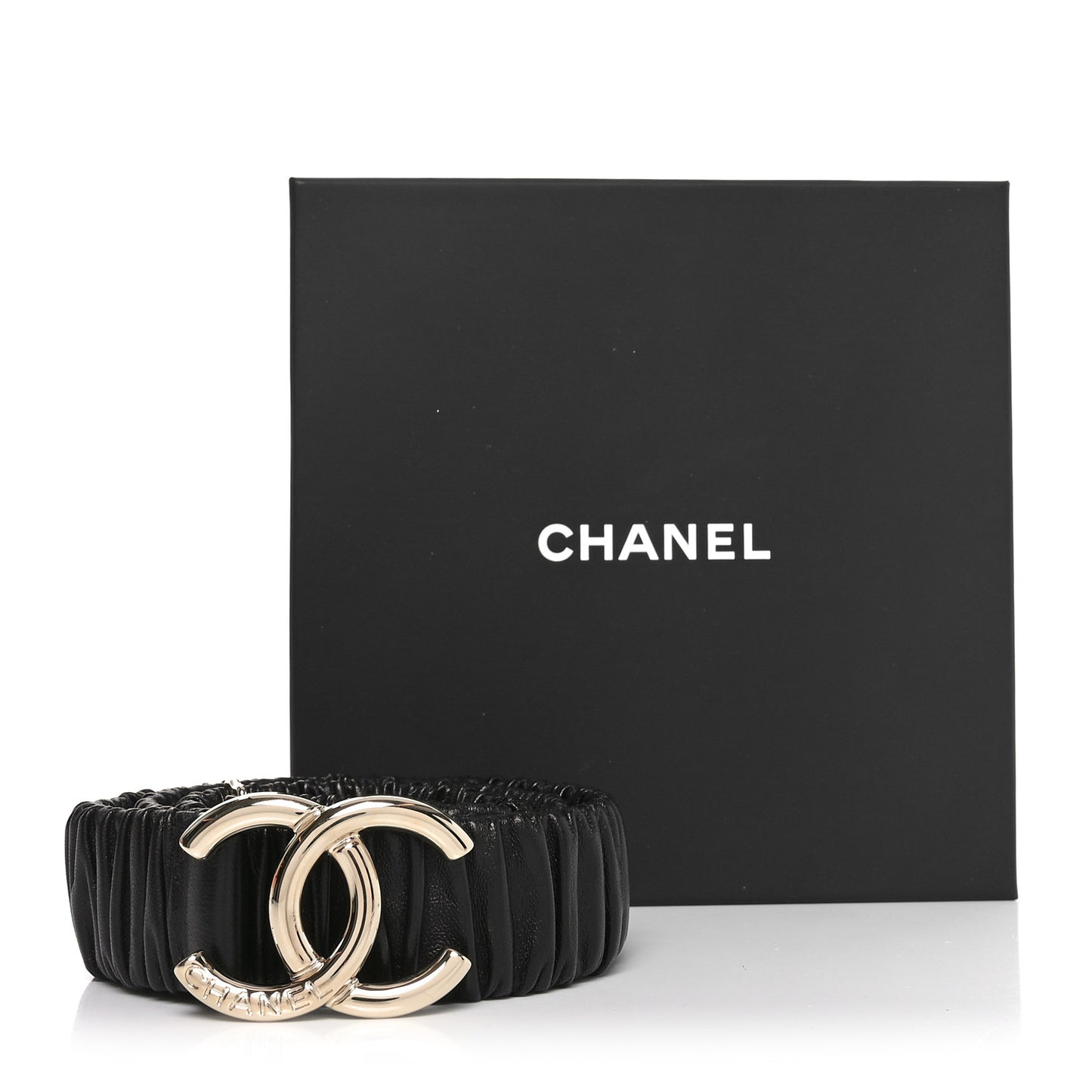 Lambskin Ruched CC Belt 85 34 Black
