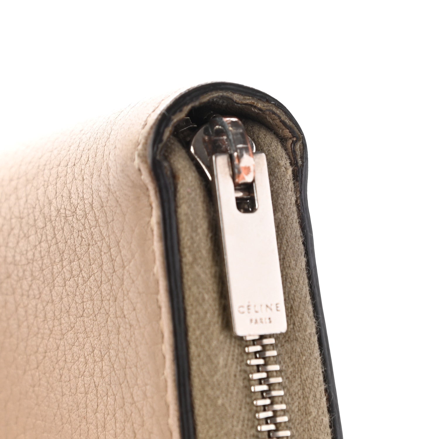 Celine Grained Calfskin Large Zip Around Multifunction Wallet Dune 12 of 15