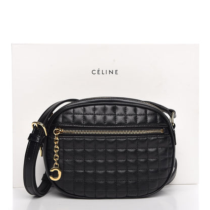 Celine Calfskin Quilted Small C Charm Bag Black 8 of 8