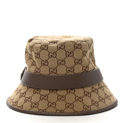 Gucci Monogram Textured Dollar Calfskin GG Jago Bucket Hat M Cacao Beige 4 of 9
