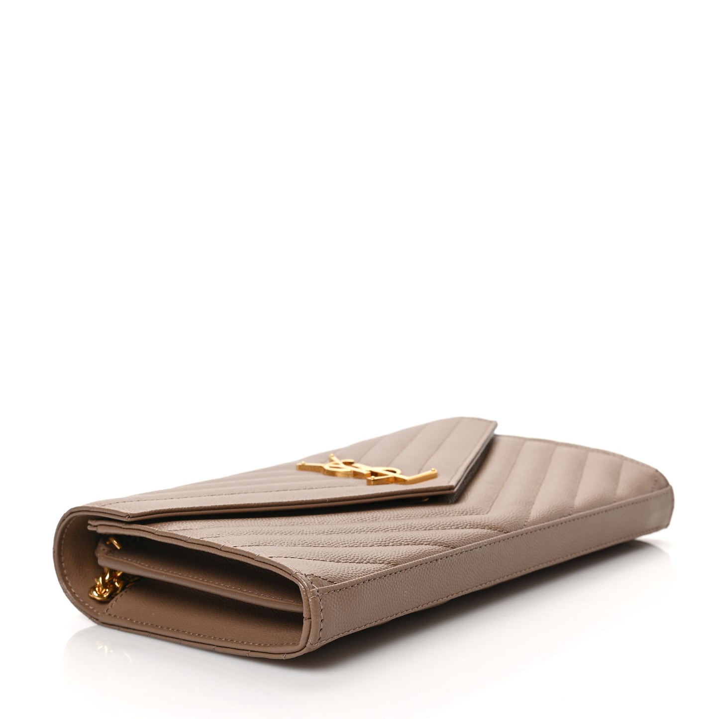 Grain De Poudre Matelasse Chevron Monogram Chain Wallet Taupe