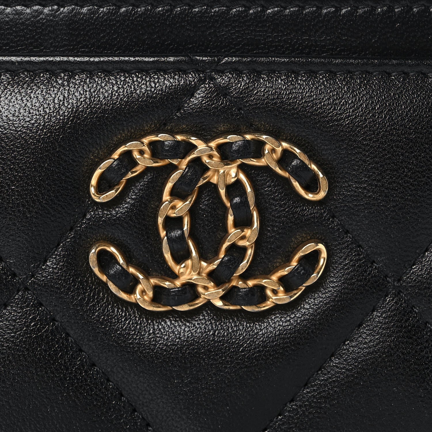 Chanel Lambskin Quilted Chanel 19 Card Holder Black 7 of 8