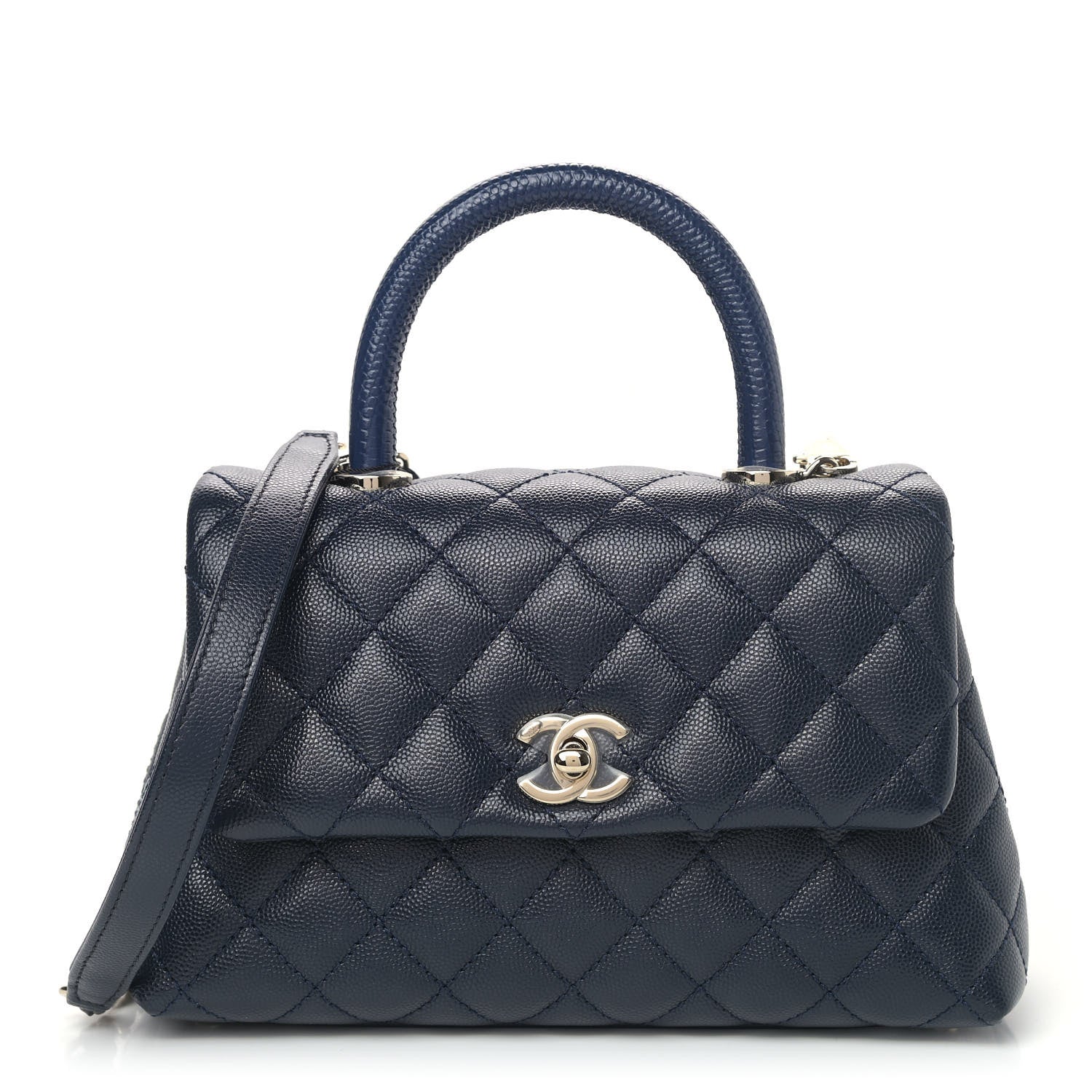 Chanel Caviar Quilted Mini Coco Handle Flap Navy Blue 1 of 4