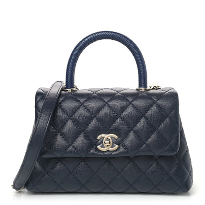 Chanel Caviar Quilted Mini Coco Handle Flap Navy Blue 1 of 4