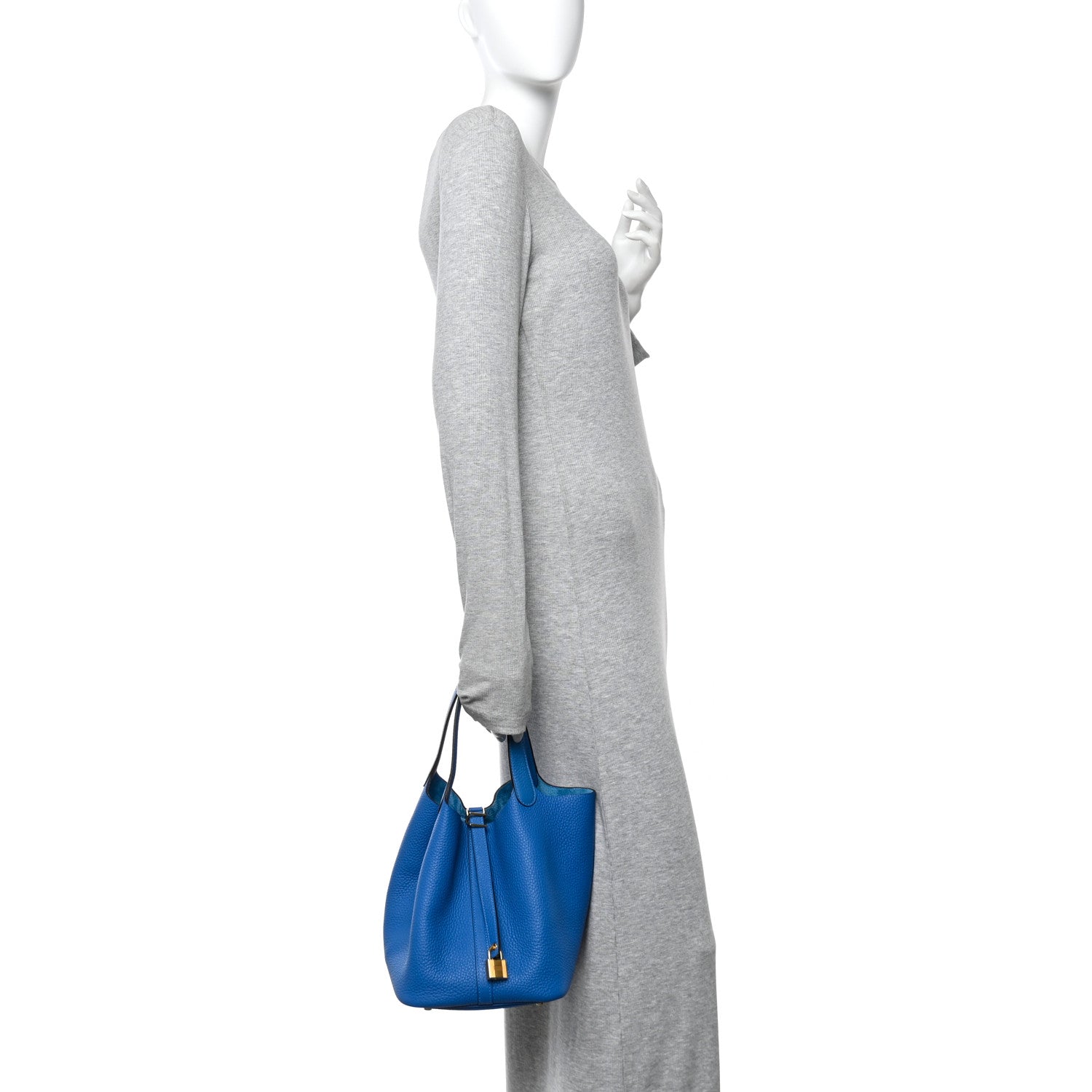 Hermes Taurillon Clemence Picotin Lock 22 MM Bleu Frida 1845137