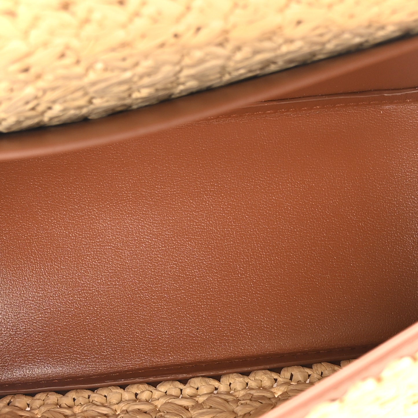 Raffia Calfskin Vlogo Alltime Shoulder Bag Natural Saddle Brown