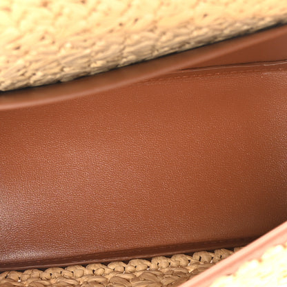 Valentino Garavani Raffia Calfskin Vlogo Alltime Shoulder Bag Natural Saddle Brown 5 of 9