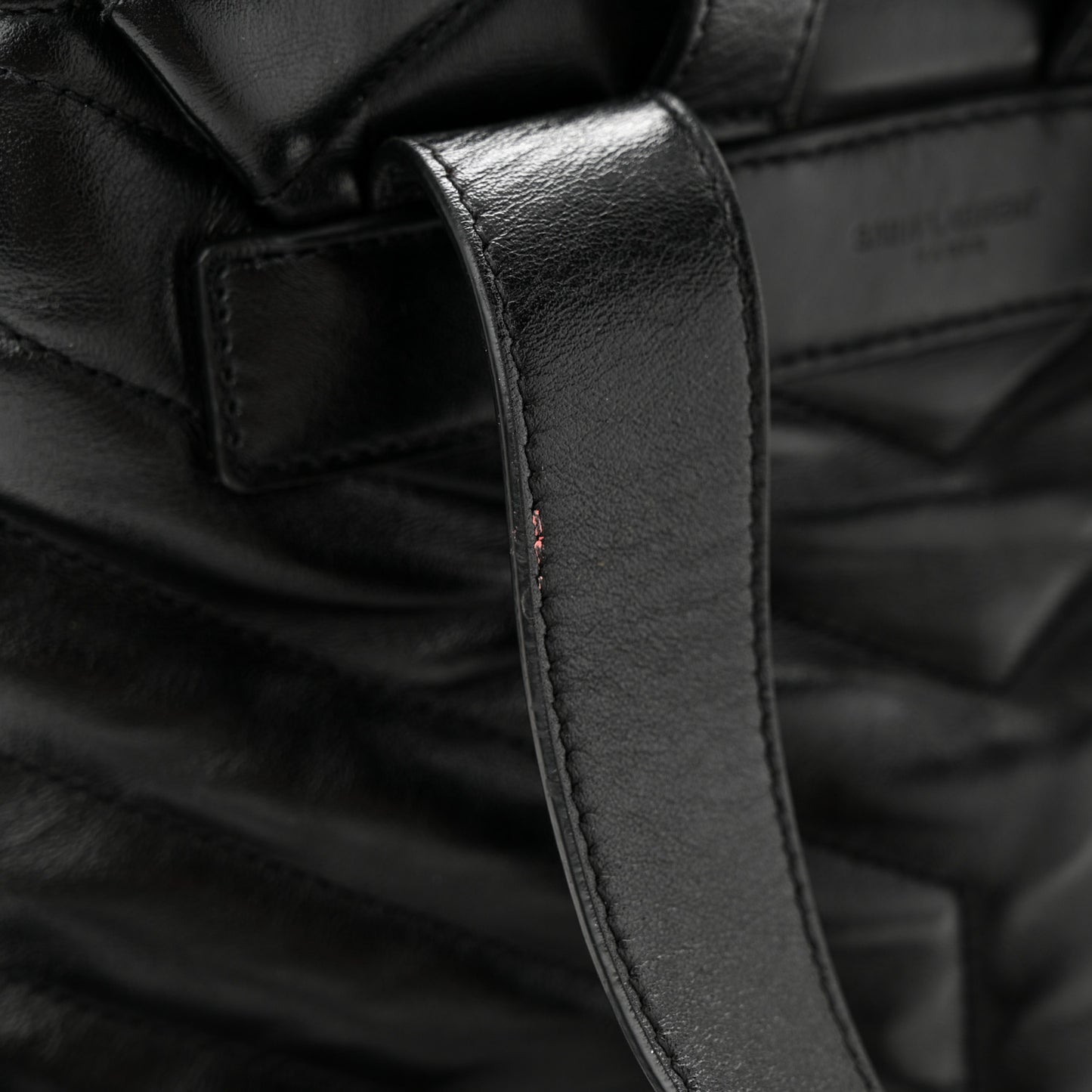 SAINT LAURENT Calfskin Y Quilted Monogram Small Loulou Backpack Black