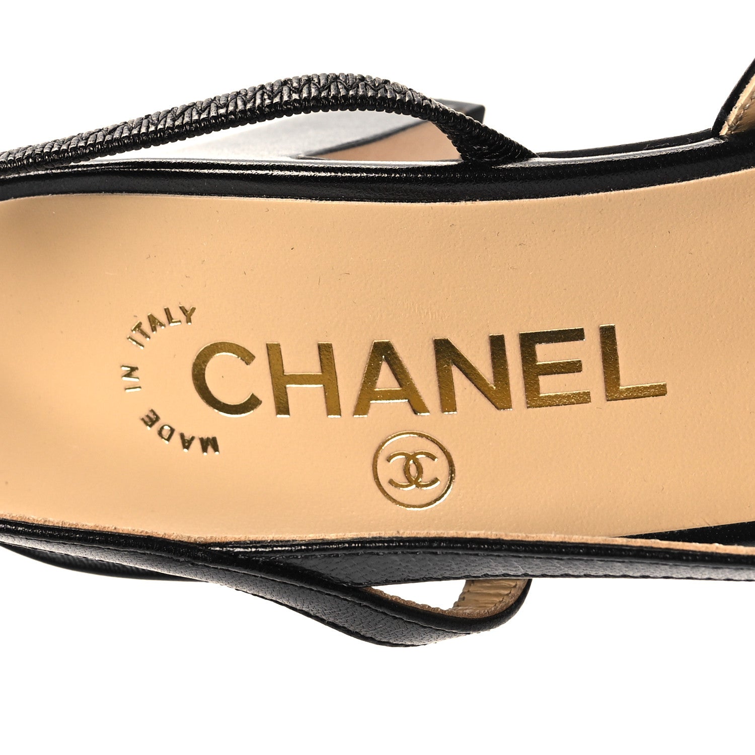 Chanel Goatskin Grosgrain Cap Toe CC Slingback Sandals 39 Black 8 of 9