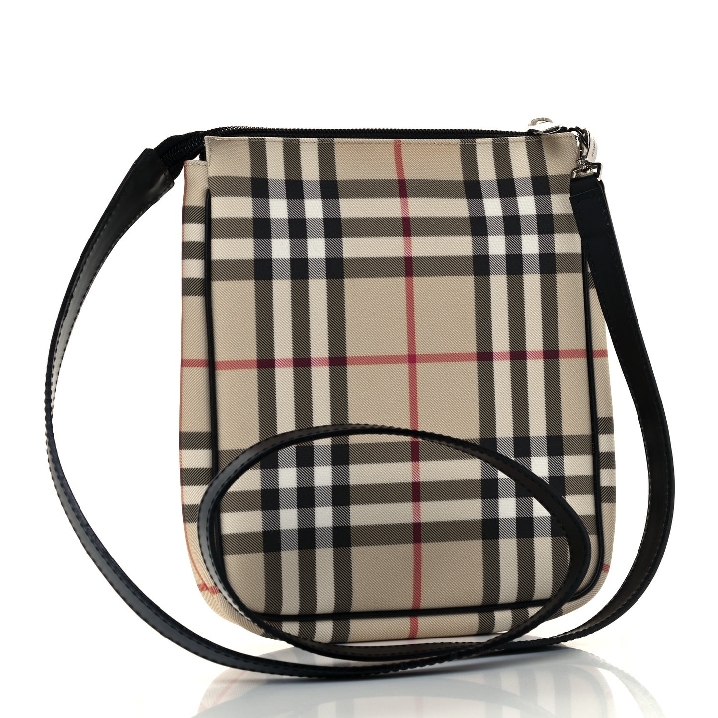 House Check Flat Crossbody Messenger Bag Black