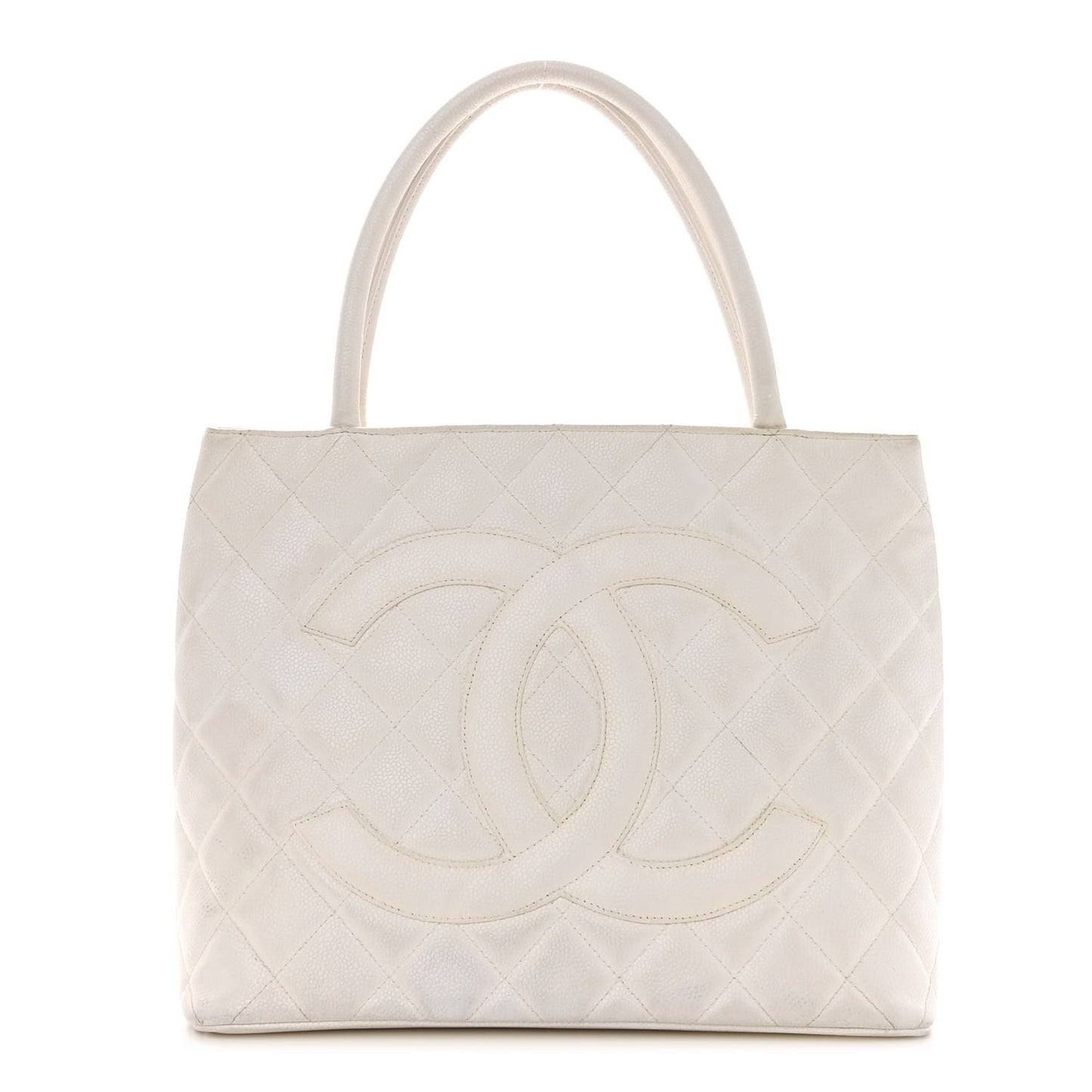 Caviar Quilted Medallion Tote White