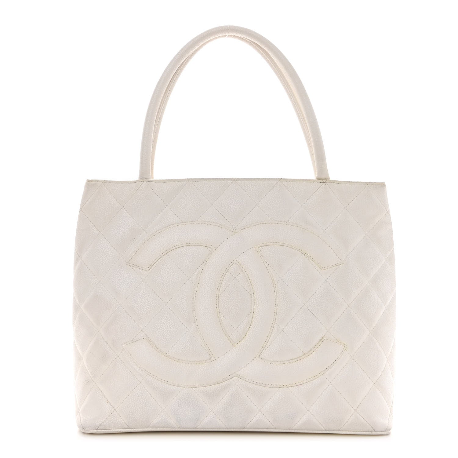 Chanel Caviar Quilted Medallion Tote White 1 of 12
