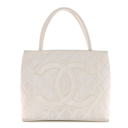 Chanel Caviar Quilted Medallion Tote White 1 of 12