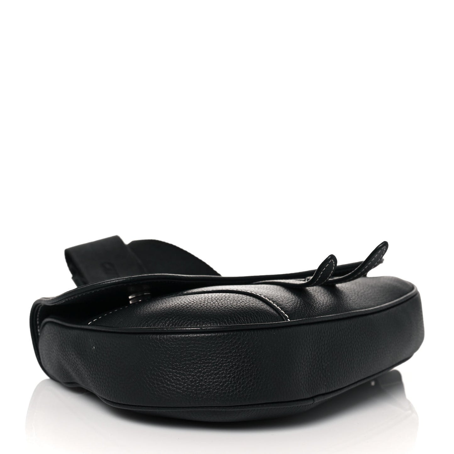 X SHAWN STUSSY Grained Calfskin Saddle Bag Black