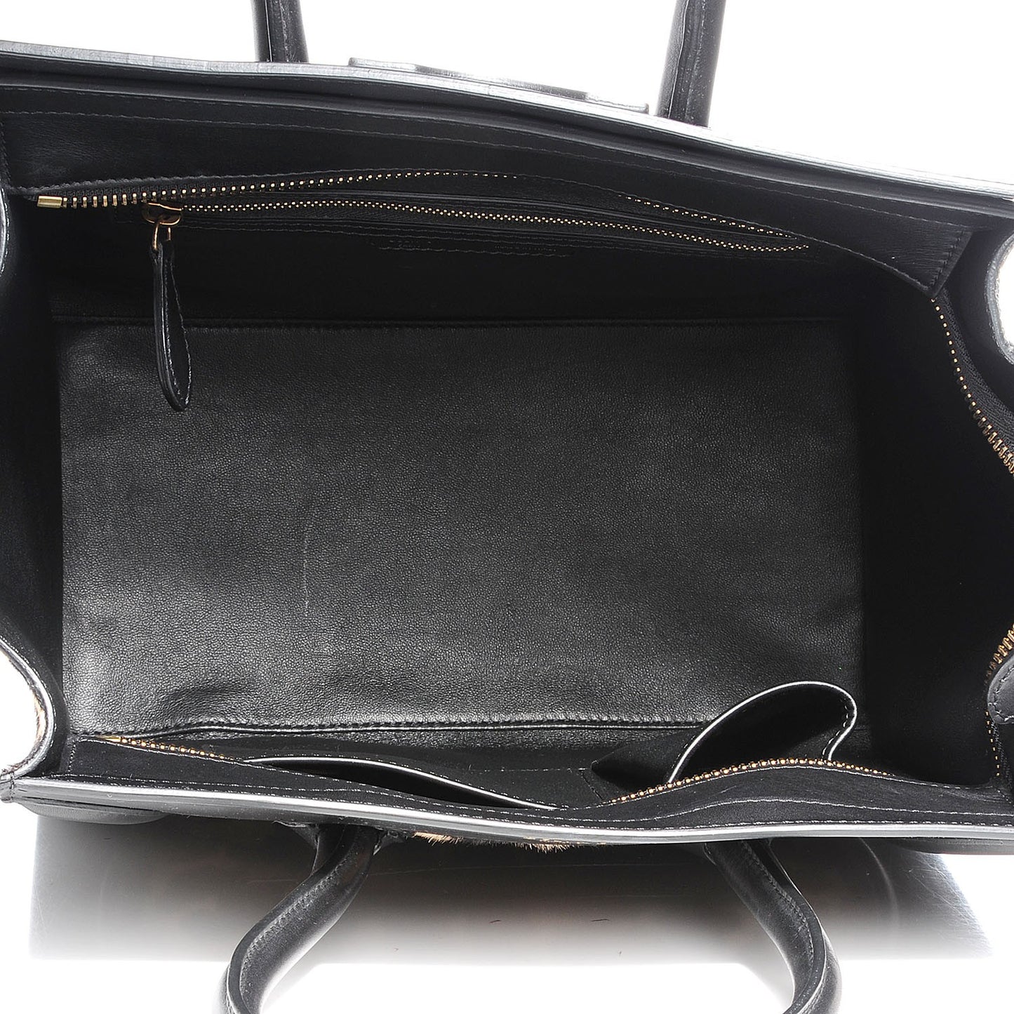 Leopard Pony Hair Mini Luggage Black