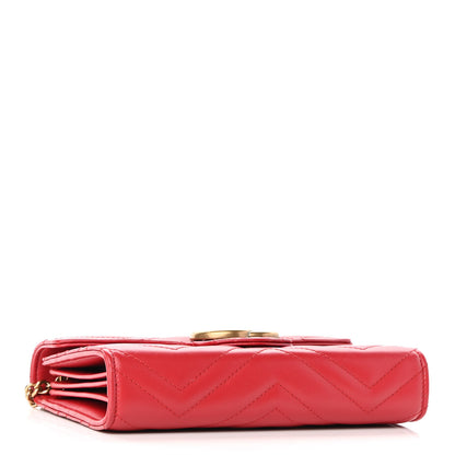 Gucci Calfskin Matelasse GG Marmont Chain Wallet Hibiscus Red 4 of 10