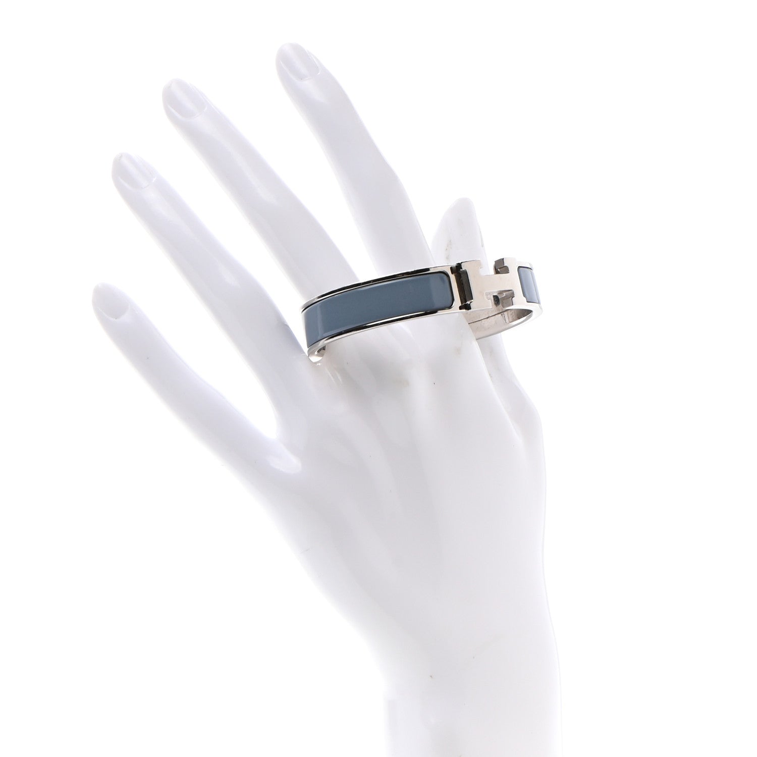Hermes Enamel Narrow Clic Clac H Bracelet PM Gris Orage 2 of 5