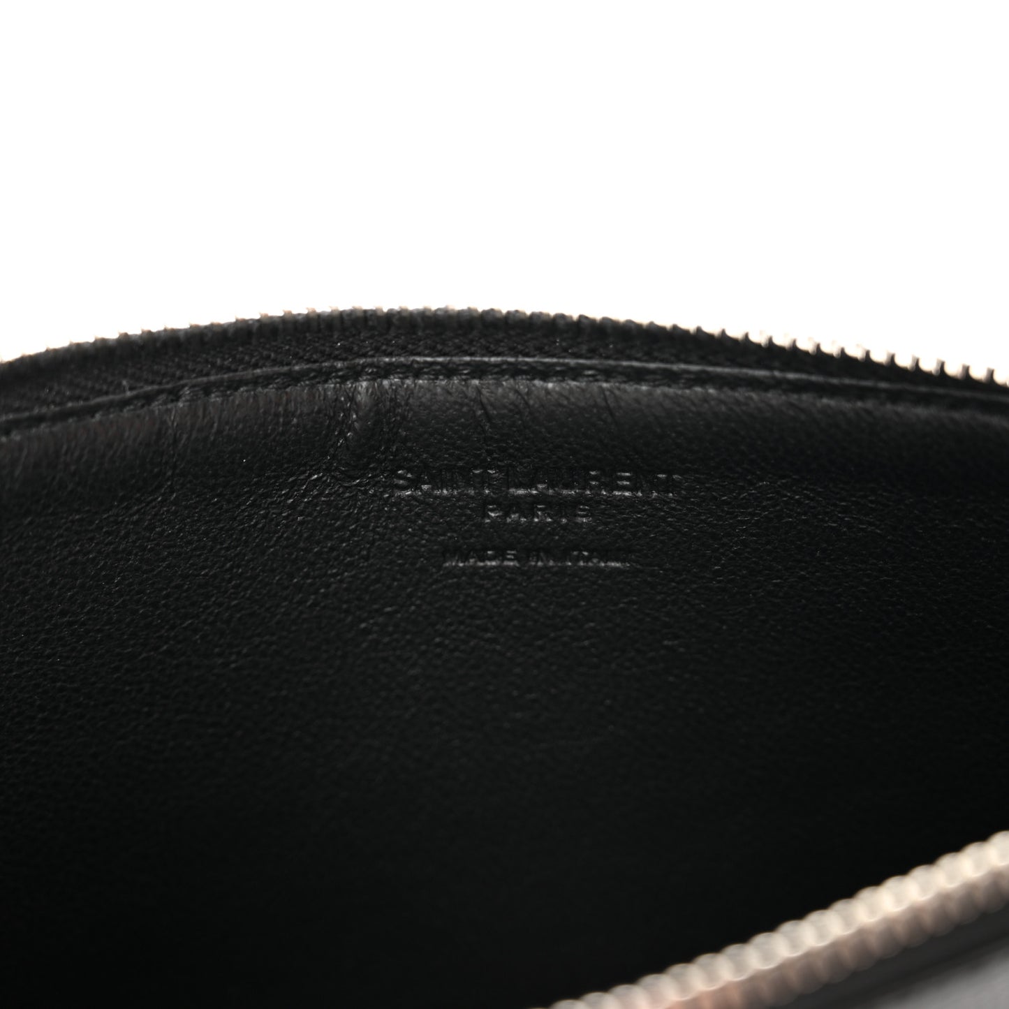 Grained Calfskin Zip Pouch Card Holder Black