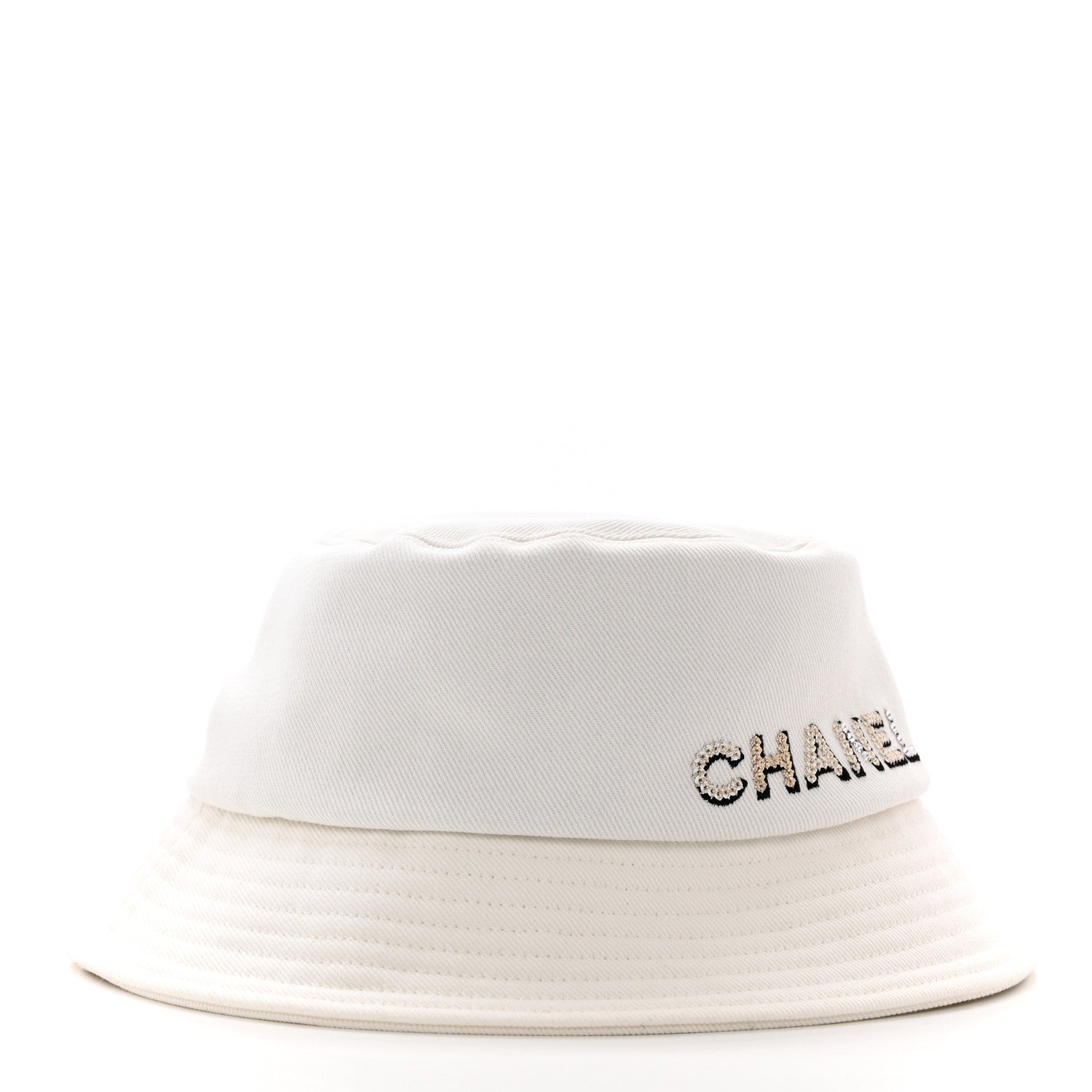 Chanel Fabric Logo Bucket Hat S White 3 of 8