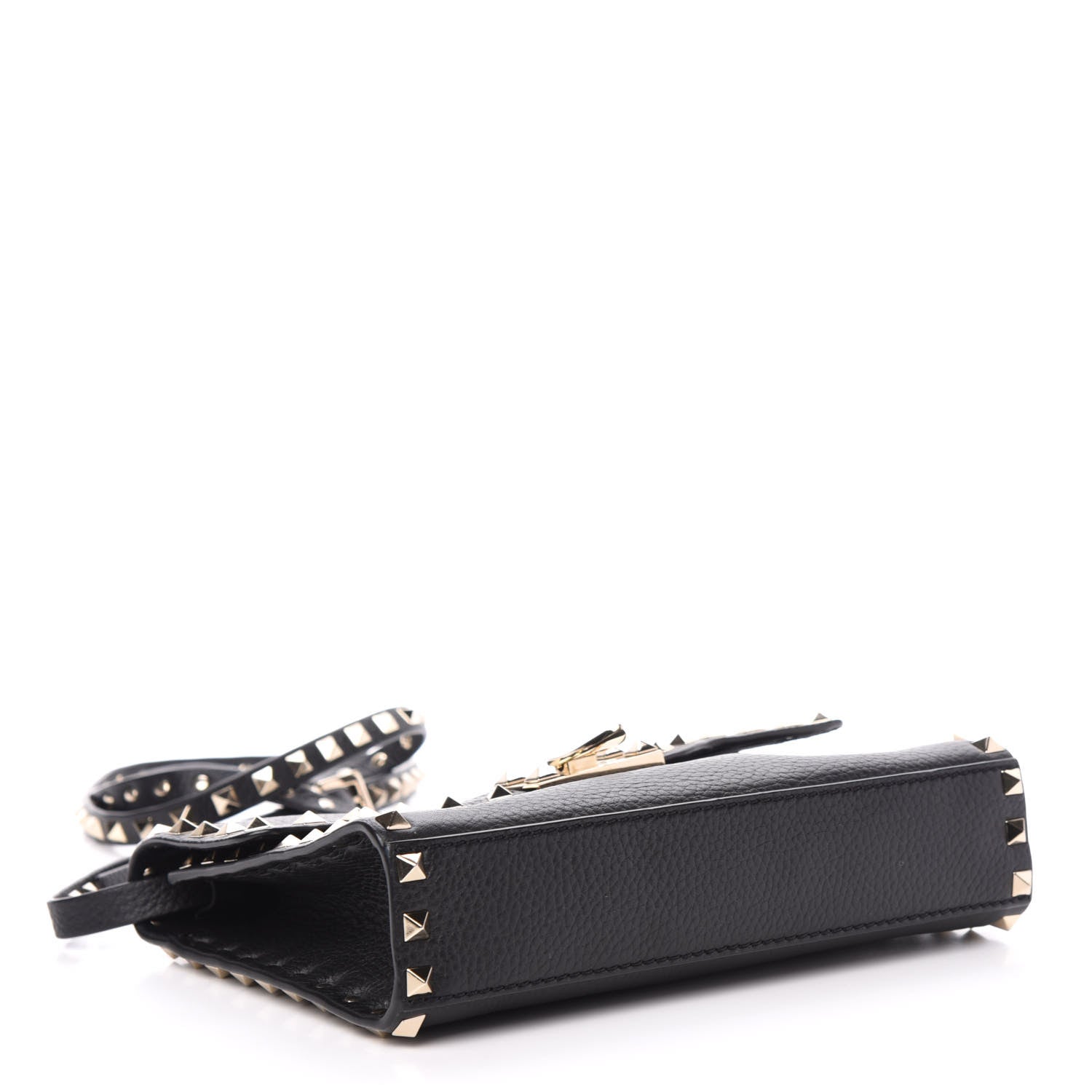 Valentino Garavani Pebbled Calfskin Medium Rockstud Flip Lock Crossbody Bag Black 4 of 9