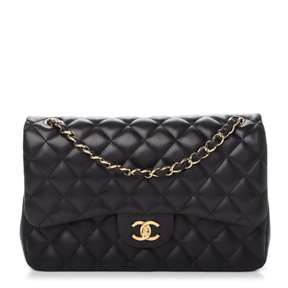 Chanel Lambskin Quilted Jumbo Double Flap Black 1 of 15