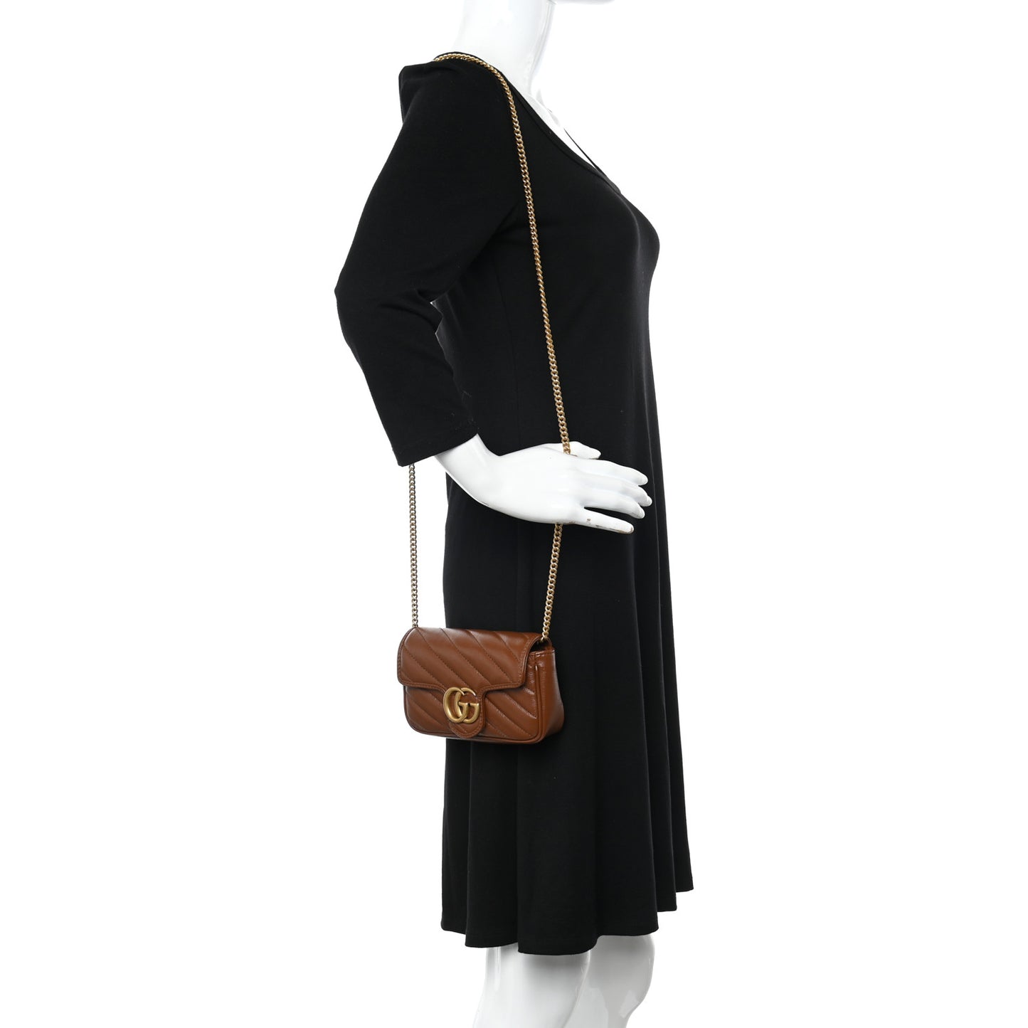 Azalea Calfskin Matelasse Diagonal Super Mini GG Marmont Shoulder Bag Cuir